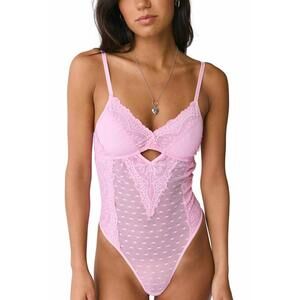 NEW MUCCI luna lace bodysuit in bubblegum